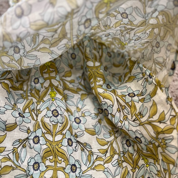 Made in Italy Colorful Floral 100% Linen Ruffle Adjustable Tie Strap Beach Top M - Picture 9 of 10